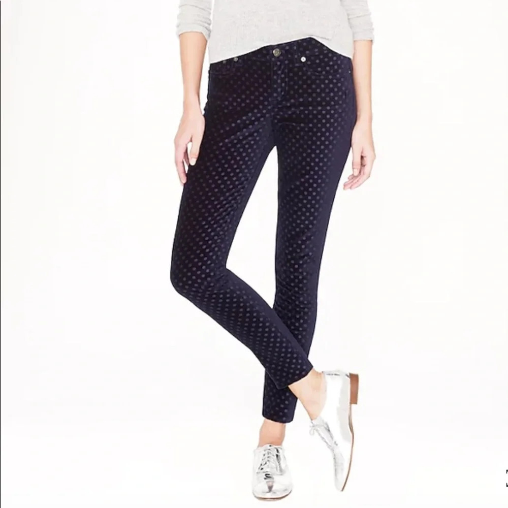 J. Crew Toothpick Jean‎ in Velvet Dot Blue Cord
